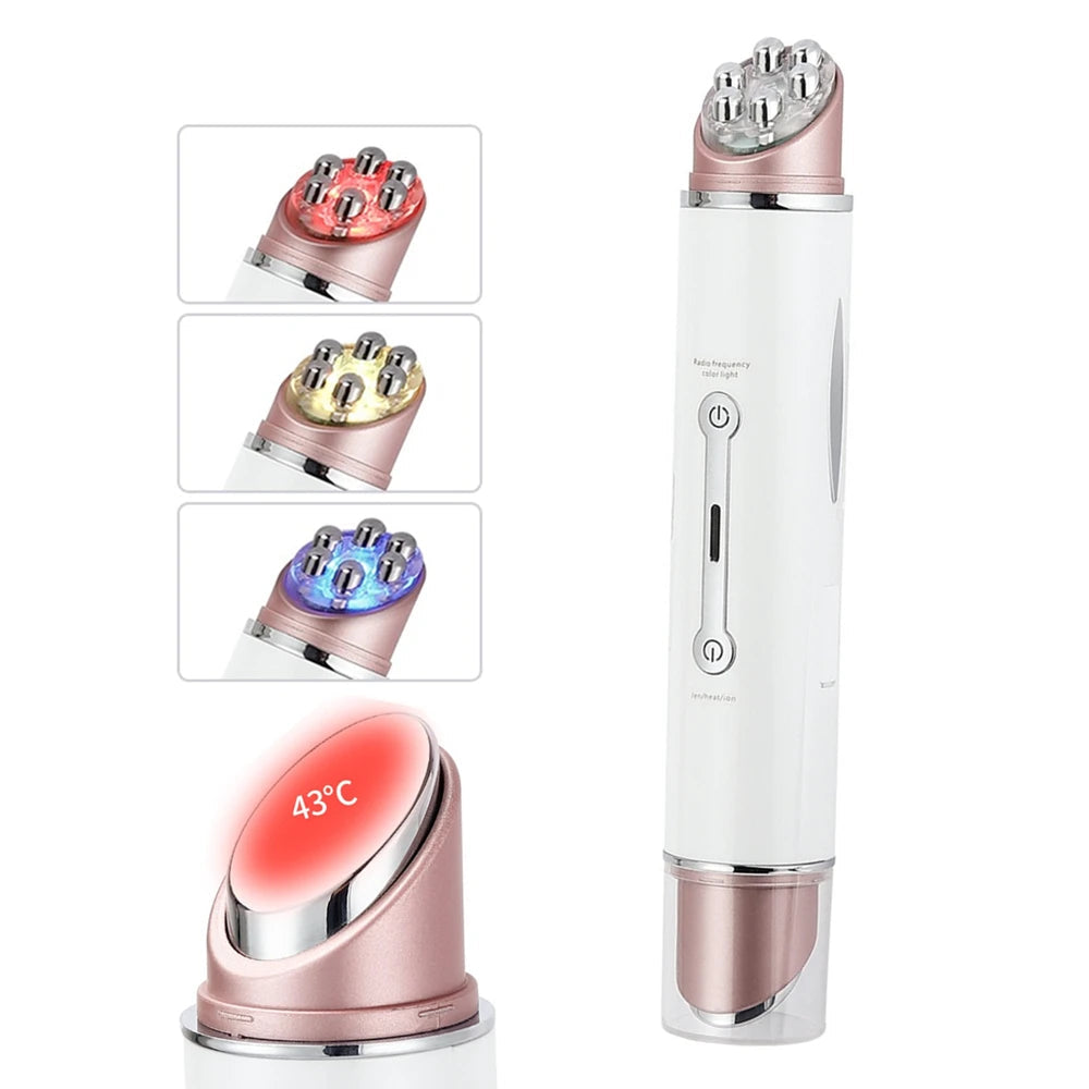 Heated EMS LED Eye Massager | Photon Therapy, Anti-Wrinkle, Eye Bag Remover, Face Lifting Wand – 3 Light Modes, Hot Compress