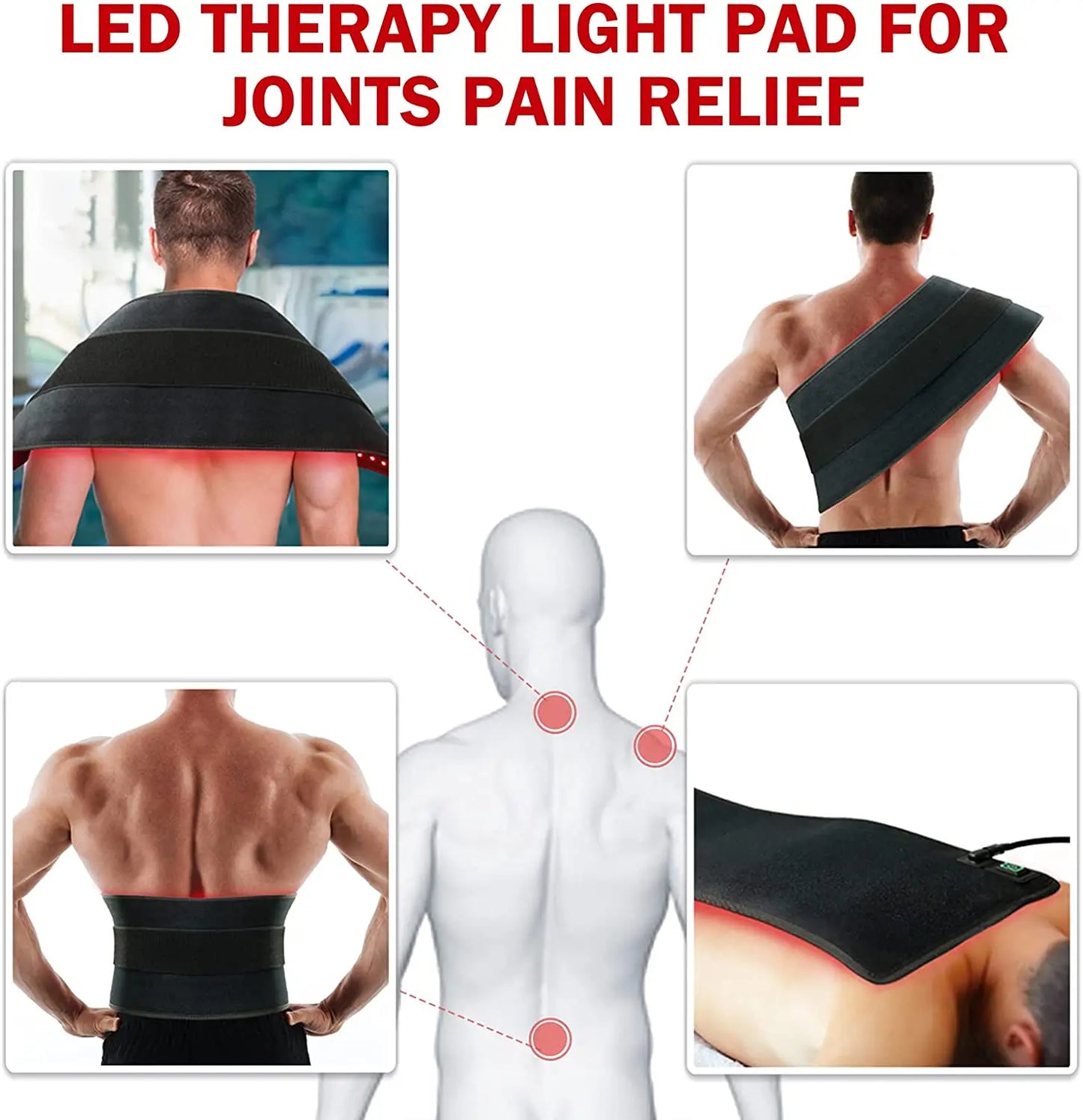 Red Light Therapy Belt | 660nm & 850nm Infrared Wrap for Pain Relief, Slimming, Muscle Recovery | LED Pad for Back, Waist, Legs