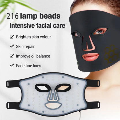 LED Light Therapy Face Mask | 72 Beads, Red, Blue & Infrared Light (660nm/460nm/850nm) | 4 Modes, Rechargeable, Silicone Skin Care Mask