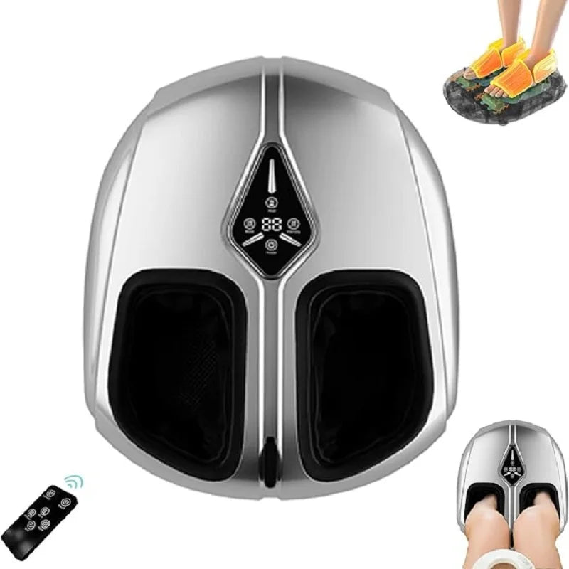 Shiatsu Foot Massager with Heat & Compression | Deep Kneading Foot & Calf Massager Machine, Airbag Pressure, Circulation Support
