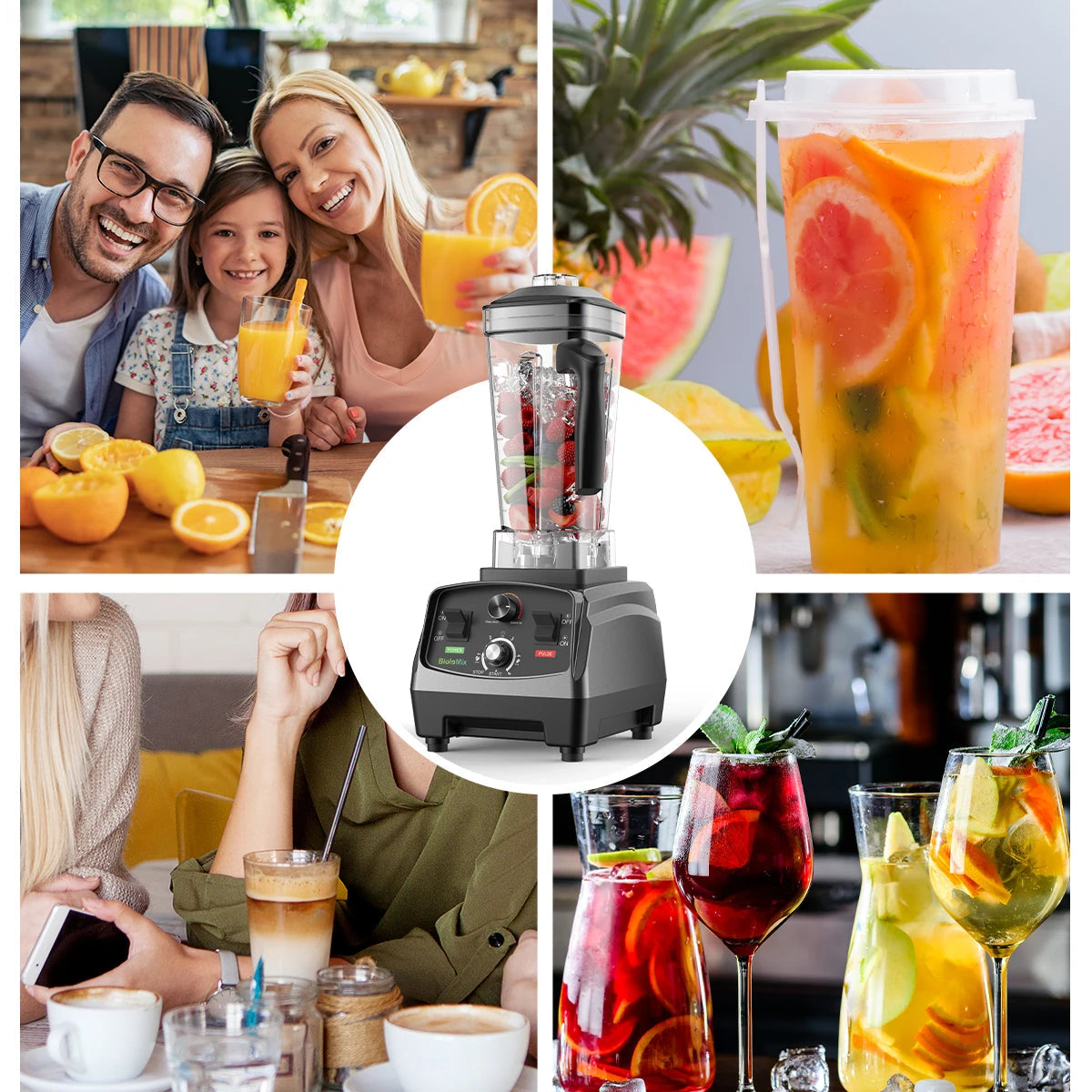 2200W Countertop Blender for Smoothies & Food Prep | BPA-Free 2L Jar, Timer, 6 Blades, Ice Crusher | Powerful Home Mixer with Safety Features