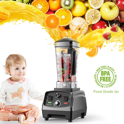 2200W Countertop Blender for Smoothies & Food Prep | BPA-Free 2L Jar, Timer, 6 Blades, Ice Crusher | Powerful Home Mixer with Safety Features