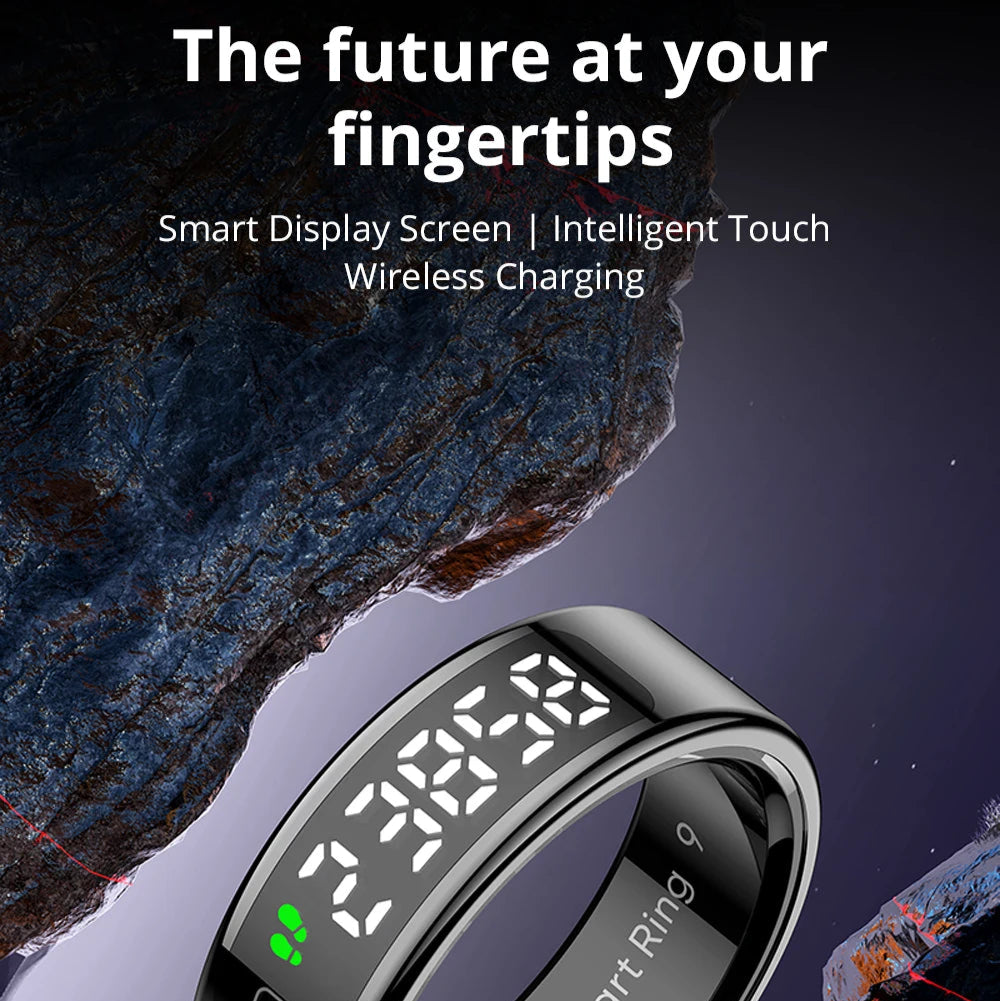 Smart Ring for Health Tracking | OLED Display | Heart Rate, SpO₂, Sleep & Stress Monitor | 5ATM Waterproof, Wireless Charging
