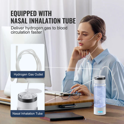 Hydrogen Water Bottle Generator | 380 ml Hydrogen-Rich Water Maker with Inhalation & Self-Cleaning | Portable Ionizer for Energy, Recovery & Daily Wellness