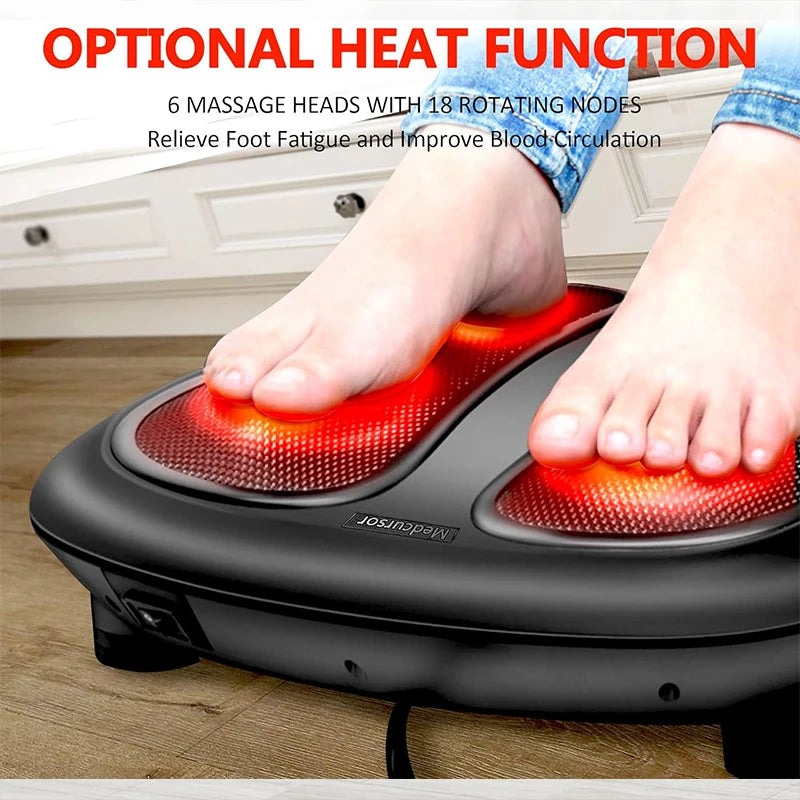 Electric Shiatsu Foot Massager | Deep-Kneading Relief | Optional Heat | 18 Nodes | Compact & Easy to Use