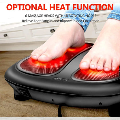 Electric Shiatsu Foot Massager | Deep-Kneading Relief | Optional Heat | 18 Nodes | Compact & Easy to Use