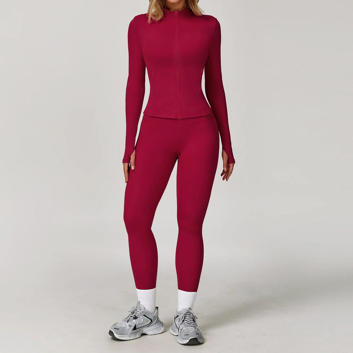 Seamless Yoga Set for Women | Long Sleeve Sports Bra and Leggings Workout Set with Breathable Stretch Fabric