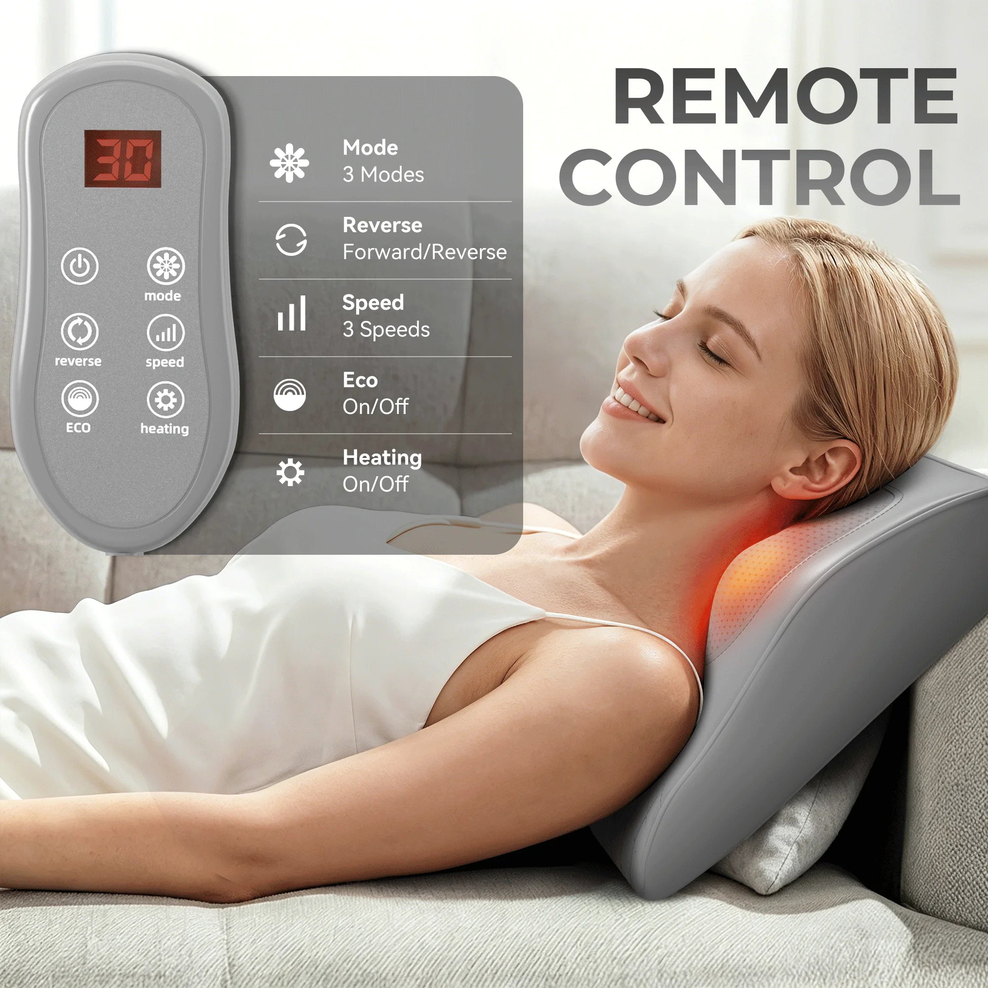 Electric Shiatsu Back and Neck Massager Pillow with Heat