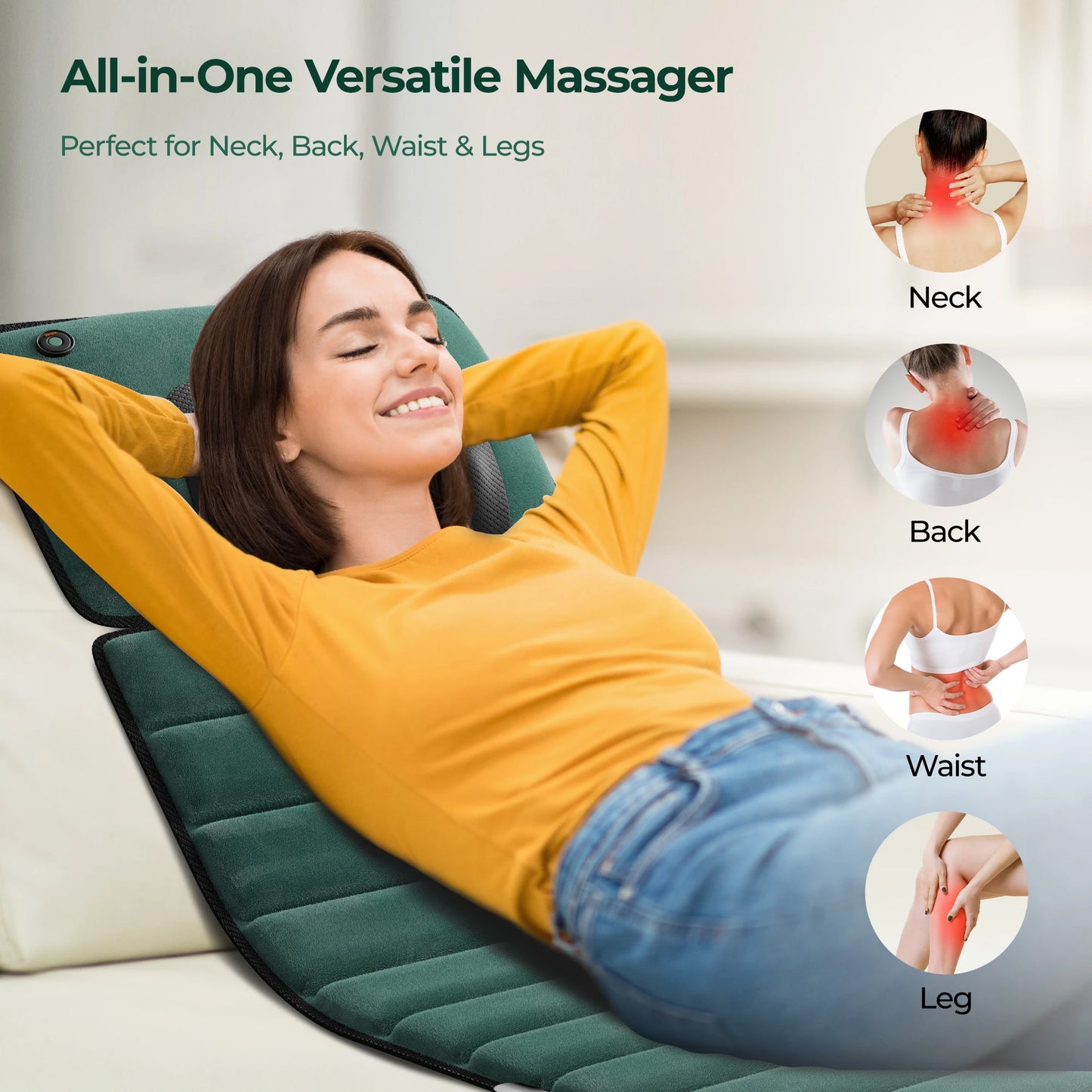 Full Body Massage Mat with Heat | 10 Motor Vibration Therapy Pad, 9 Speed Relaxation Mattress with Detachable Neck Pillow