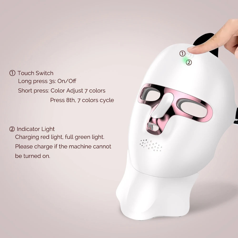 Wireless 7-Color LED Face & Neck Mask – Skin Care Device
