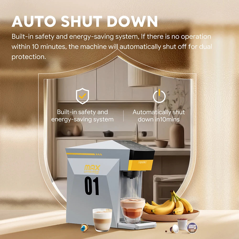 4-in-1 Capsule Coffee Machine – 19-Bar Espresso Maker, Fits Nespresso*, Dolce Gusto*, K-Cup* & Ground Coffee, Hot-Water Mode