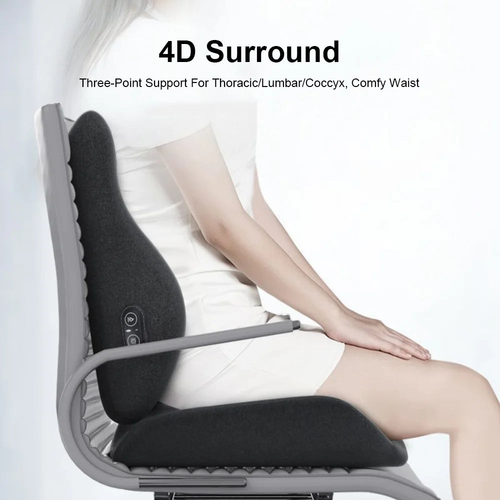 Lumbar Support Pillow for Office Chair | Memory Foam Back Support Cushion with Heat and Vibration | Car and Seat Support
