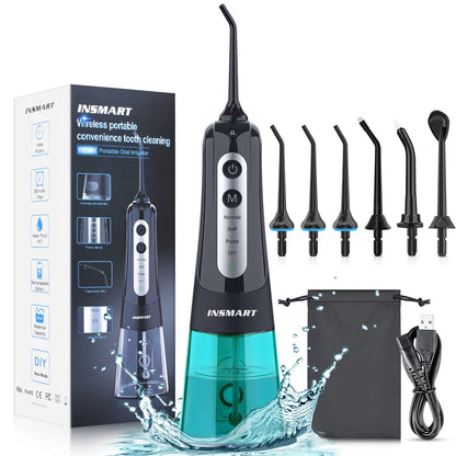Cordless Water Flosser for Teeth | 300ml Tank, 5 Tips for Braces & Implants | 21-Day USB-C Rechargeable, IPX7 Waterproof BE