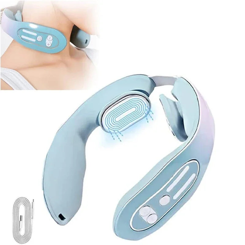 Wireless EMS Neck Massager with Heat | 12 Strength Levels, U-Shaped Design, Rechargeable | Portable Pain Relief for Neck & Shoulder Tension