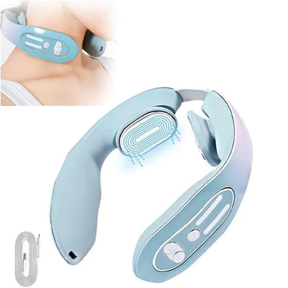 Wireless EMS Neck Massager with Heat | 12 Strength Levels, U-Shaped Design, Rechargeable | Portable Pain Relief for Neck & Shoulder Tension