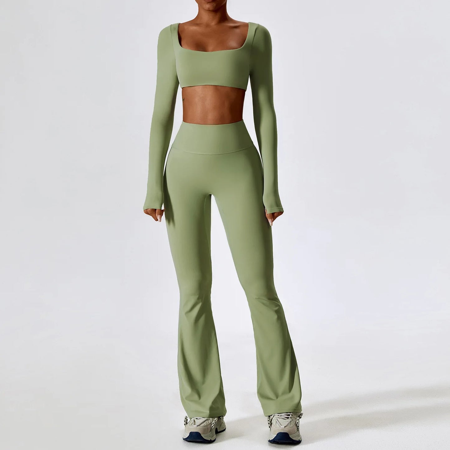 Seamless Yoga Set for Women | 2-Piece Sports Bra and Leggings Workout Outfit with Breathable Compression Fit