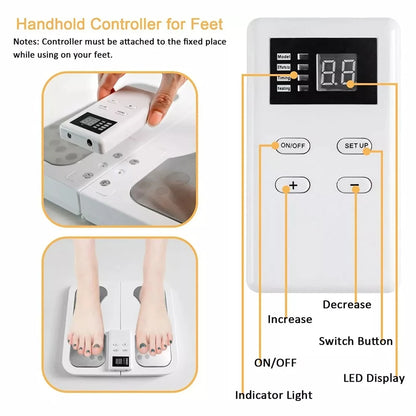 EMS Foot Massager for Circulation | TENS Electric Foot Pain Relief System with Heat & Muscle Stimulation
