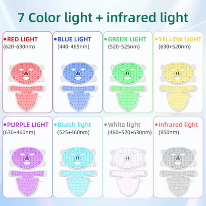 LED Face and Neck Light Therapy Mask – 8 Color Skin Rejuvenation