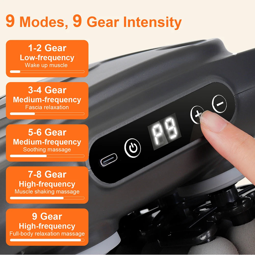 42-Head Deep Tissue Massager | Full Body Fascia Gun, 9 Modes & Heat Therapy Muscle Recovery Device