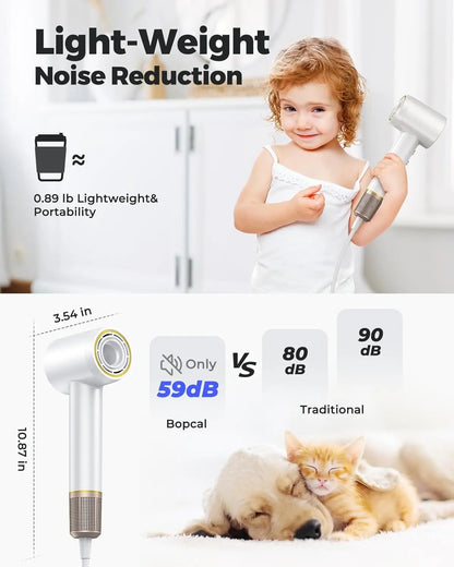 High-Speed Hair Dryer 110,000 RPM | 200 Million Negative Ions, 16 Modes, Lightweight Ionic Blow Dryer with LED & Smart Temp Control