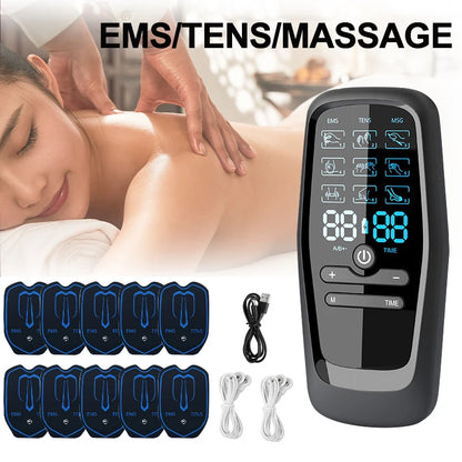 Electric TENS & EMS Muscle Stimulator | 6 Massage Modes, 19 Intensity Levels, USB Rechargeable Pain Relief Therapy for Back, Neck, Legs & Arms