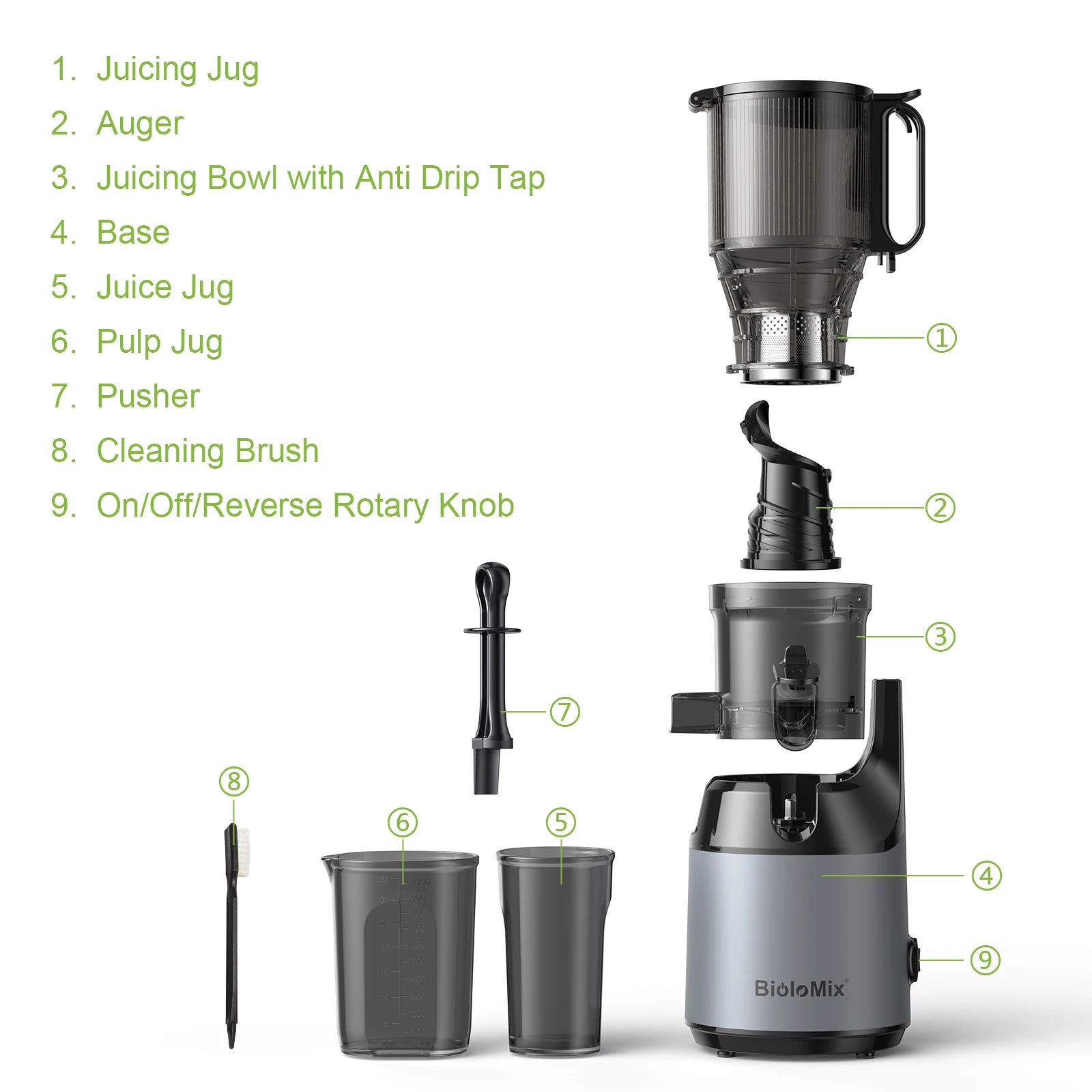 Cold Press Juicer | 5.1" Wide Chute Slow Masticating, BPA-Free Quiet Motor & Easy Clean, fits Whole Fruits & Veggies