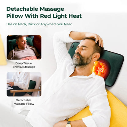 Full Body Massage Mat with Heat | 10 Motor Vibration Therapy Pad, 9 Speed Relaxation Mattress with Detachable Neck Pillow