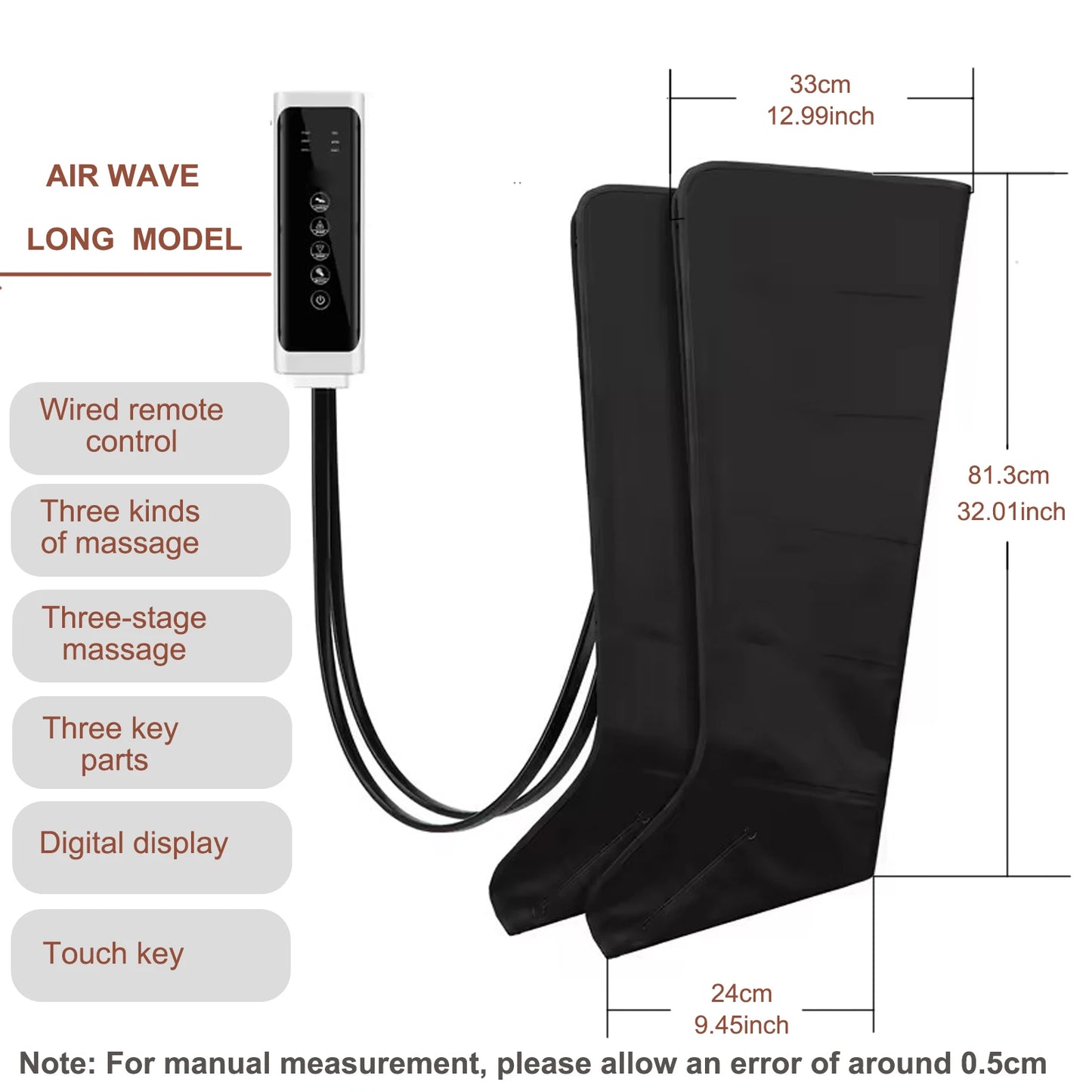 Air Compression Leg Massager Boots | 6 Airbag Full Leg Circulation Machine, Foot Calf Knee Massage System, Rechargeable