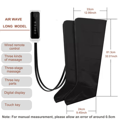 Air Compression Leg Massager Boots | 6 Airbag Full Leg Circulation Machine, Foot Calf Knee Massage System, Rechargeable