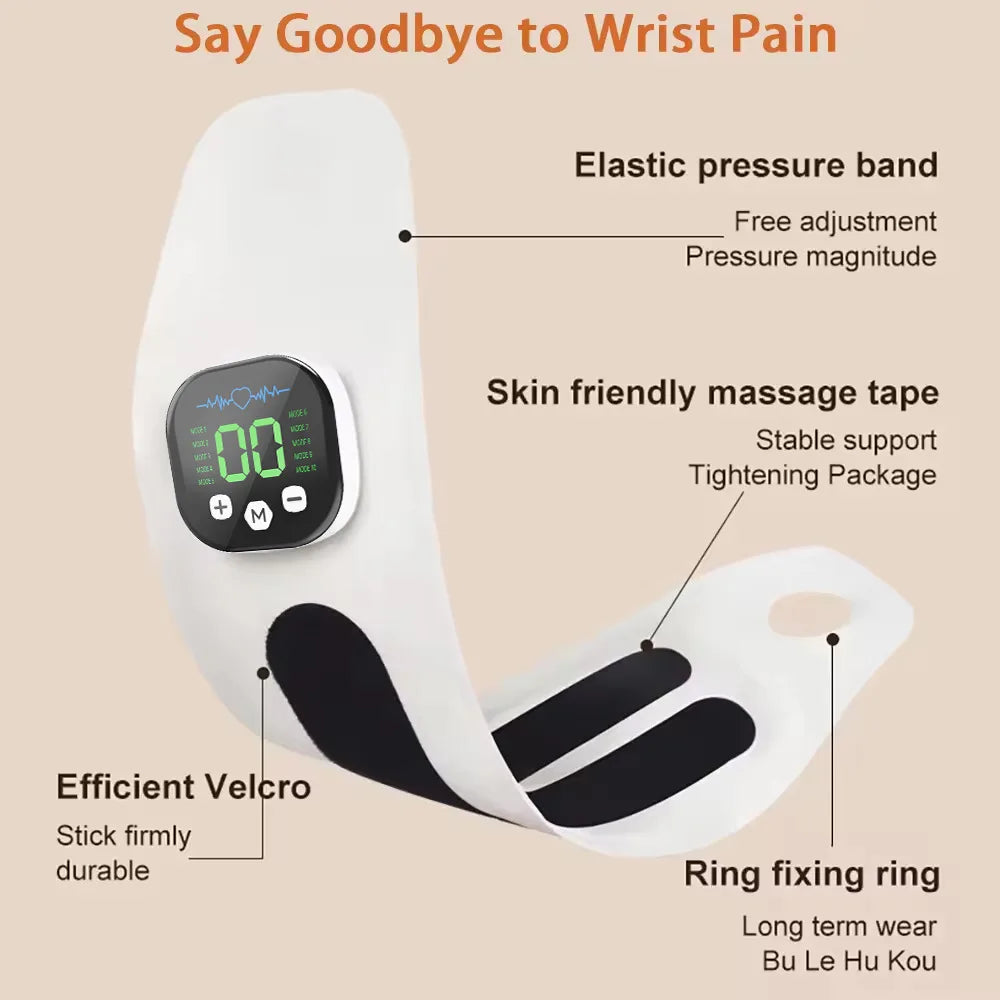 Cordless EMS Wrist Massager – 10-Mode Vibration Support