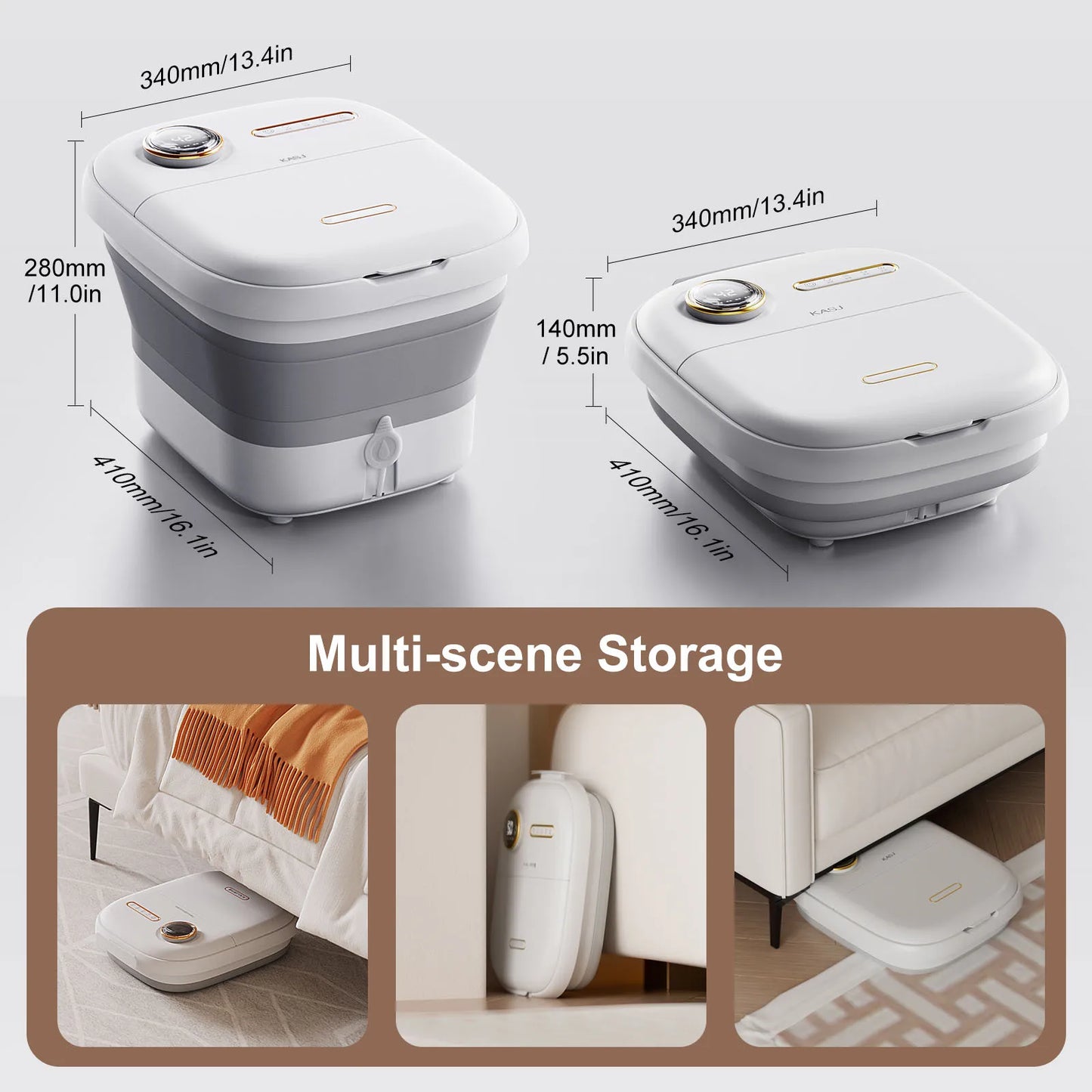 Foot Spa Bath Massager | Bubble Foot Bath Soaker Tub, Heat Control & Pedicure Rollers