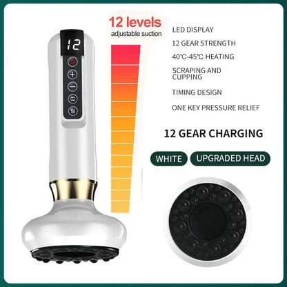 Electric Cupping Device – 12-Level Suction, 113–122 °F Infrared Heat, Massage & Scraping, USB-C Rechargeable, Wireless