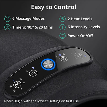Cordless Hand Massager – 6 Modes, 6 Intensities, Air Compression & Acupressure, Dual Heat 104–122 °F, USB-C Rechargeable