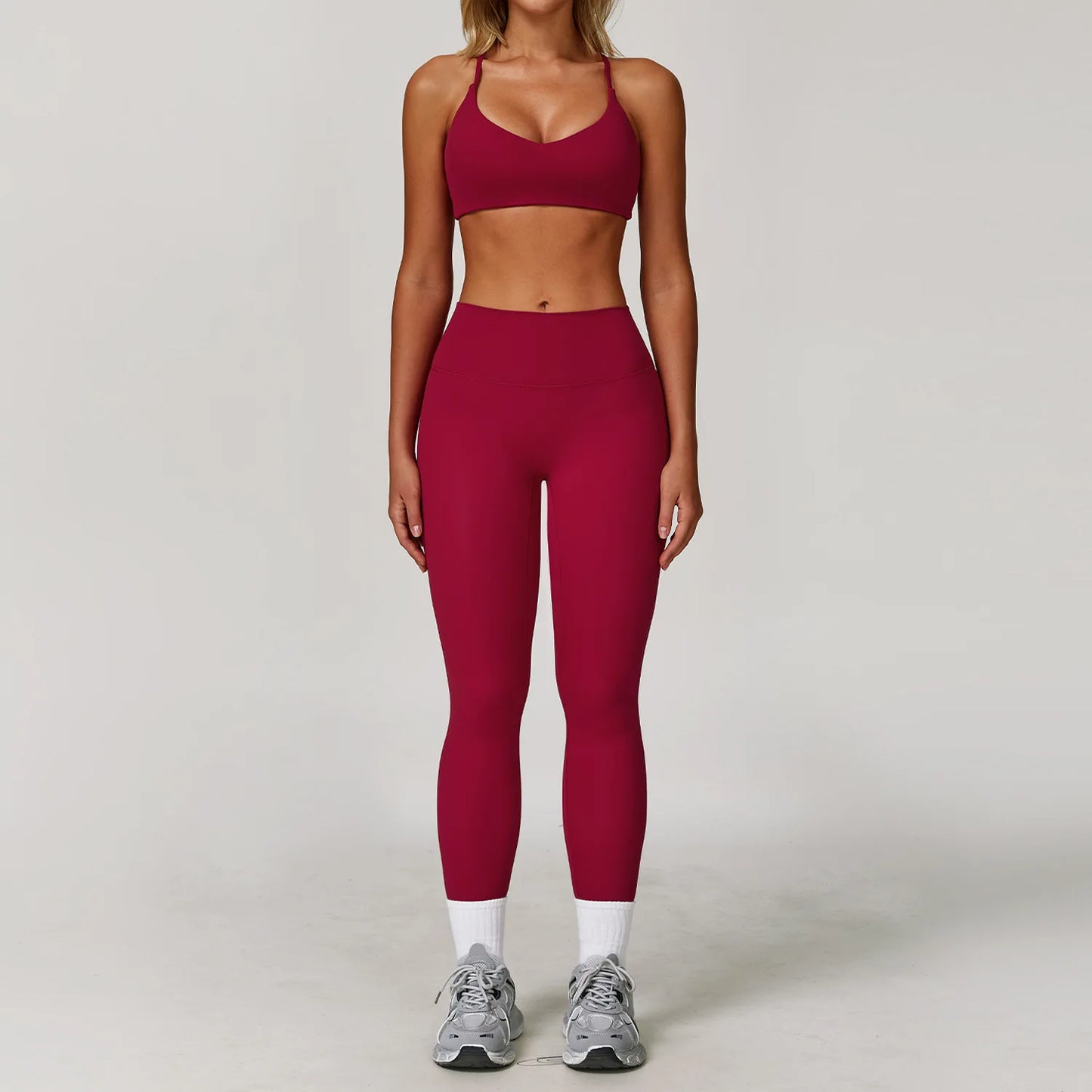 Seamless Yoga Set for Women | Long Sleeve Sports Bra and Leggings Workout Set with Breathable Stretch Fabric