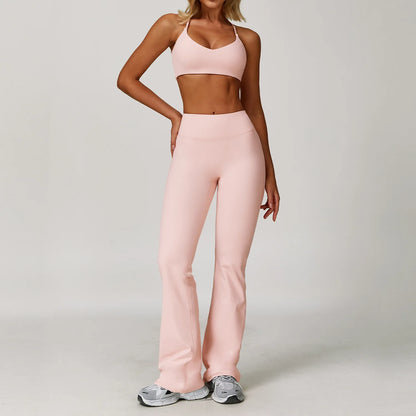 Seamless Yoga Set for Women | Long Sleeve Sports Bra and Leggings Workout Set with Breathable Stretch Fabric