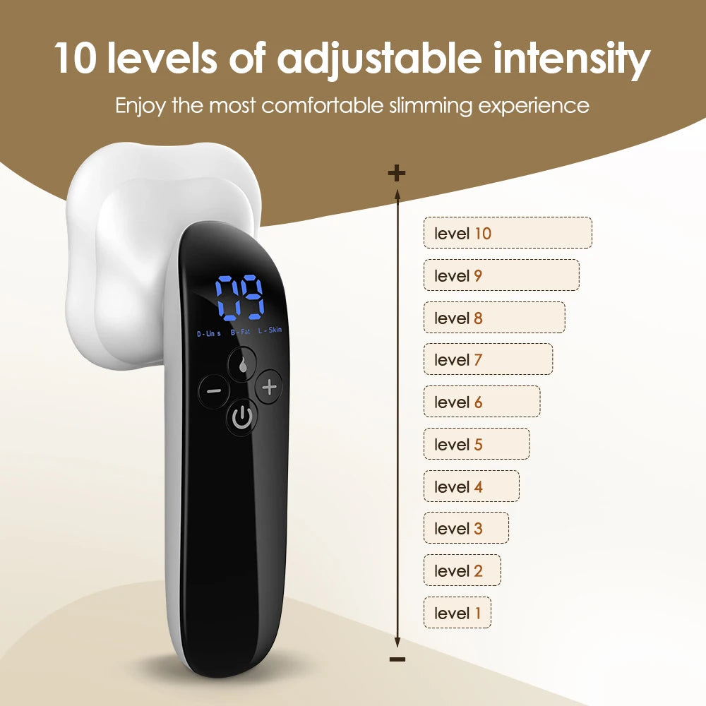 Body Slimming Massager with RF, Red Light, Microcurrent | 10 Levels, 3 Modes, Heat Therapy | Fat Burning & Skin Tightening Device for Arms, Legs, Waist