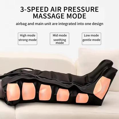 Air Compression Leg Massager Boots | 6 Airbag Full Leg Circulation Machine, Foot Calf Knee Massage System, Rechargeable