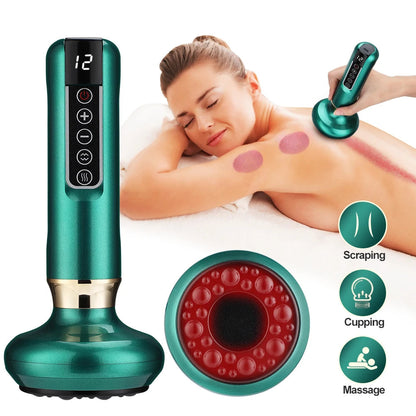Electric Cupping Device – 12-Level Suction, 113–122 °F Infrared Heat, Massage & Scraping, USB-C Rechargeable, Wireless Green
