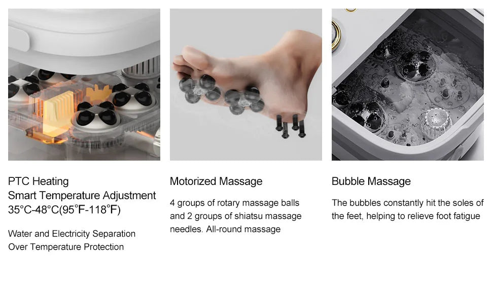 Foot Spa Bath Massager | Bubble Foot Bath Soaker Tub, Heat Control & Pedicure Rollers
