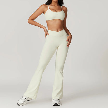 Yoga Set for Women | 2-Piece Short Sleeve Crop Top and High Waisted Leggings Workout Outfit with Quick-Dry Stretch Fabric