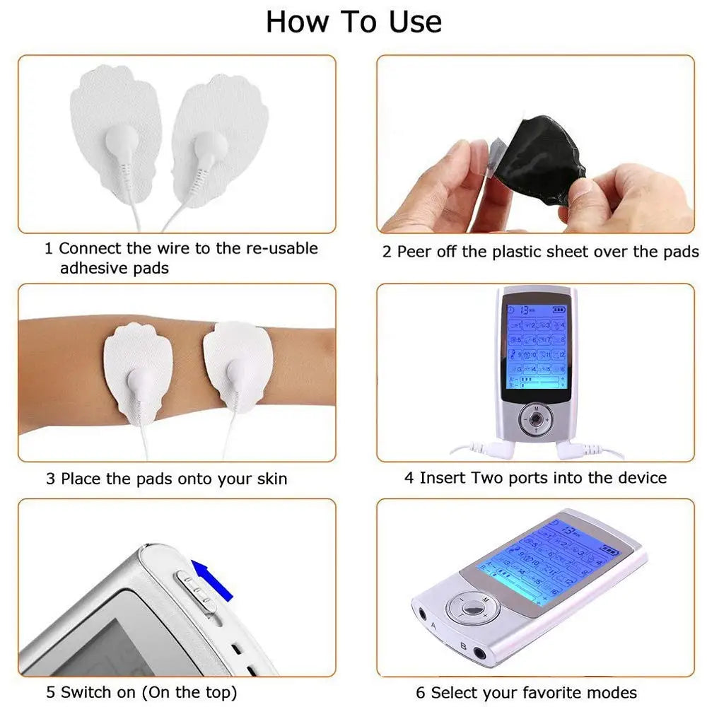 TENS Unit Muscle Stimulator | 16 Modes, Dual Output, Rechargeable EMS Massager for Pain Relief – Back, Neck, Legs
