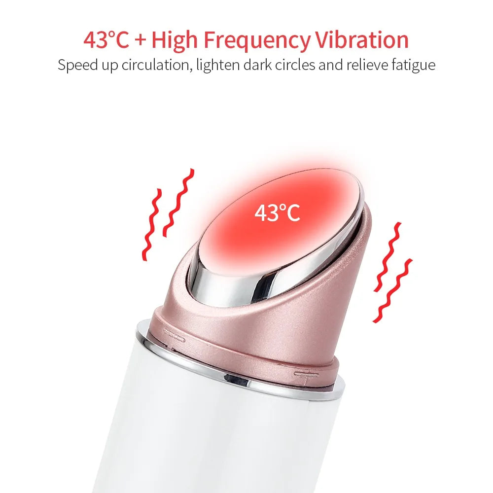 Heated EMS LED Eye Massager | Photon Therapy, Anti-Wrinkle, Eye Bag Remover, Face Lifting Wand – 3 Light Modes, Hot Compress