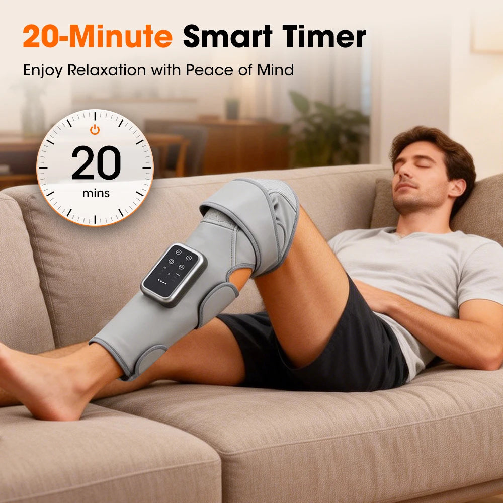 Calf & Knee Massager with Heat & Air Compression | Cordless Leg Wrap Massager, 3 Heat Levels, Muscle Relaxation & Circulation Support