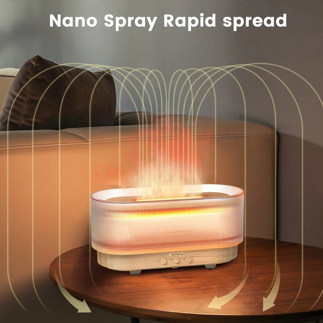 Flame Effect Essential Oil Diffuser | 300ML Aroma Humidifier with LED Firelight & Auto Shut-Off | Quiet, Portable by vitaAsana