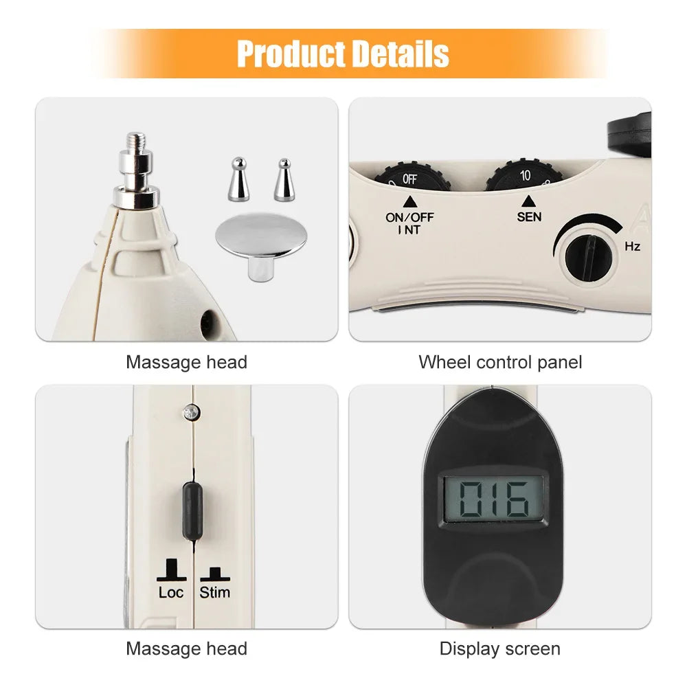 Electric Acupuncture Pen with LCD | Pain Relief Tool with 3 Probes & 10 Intensity Levels | Rechargeable Meridian Therapy by vitaAsana