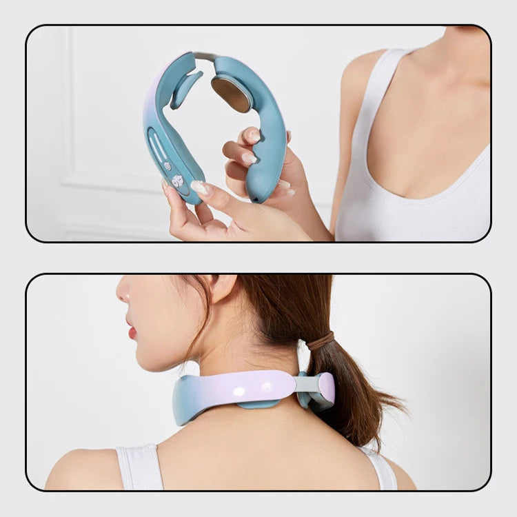 Wireless EMS Neck Massager with Heat | 12 Strength Levels, U-Shaped Design, Rechargeable | Portable Pain Relief for Neck & Shoulder Tension