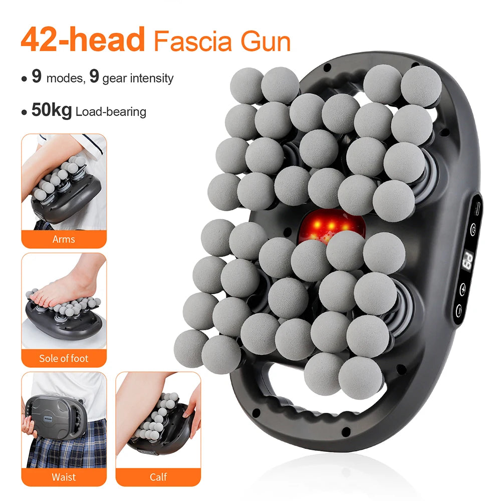 42-Head Deep Tissue Massager | Full Body Fascia Gun, 9 Modes & Heat Therapy Muscle Recovery Device