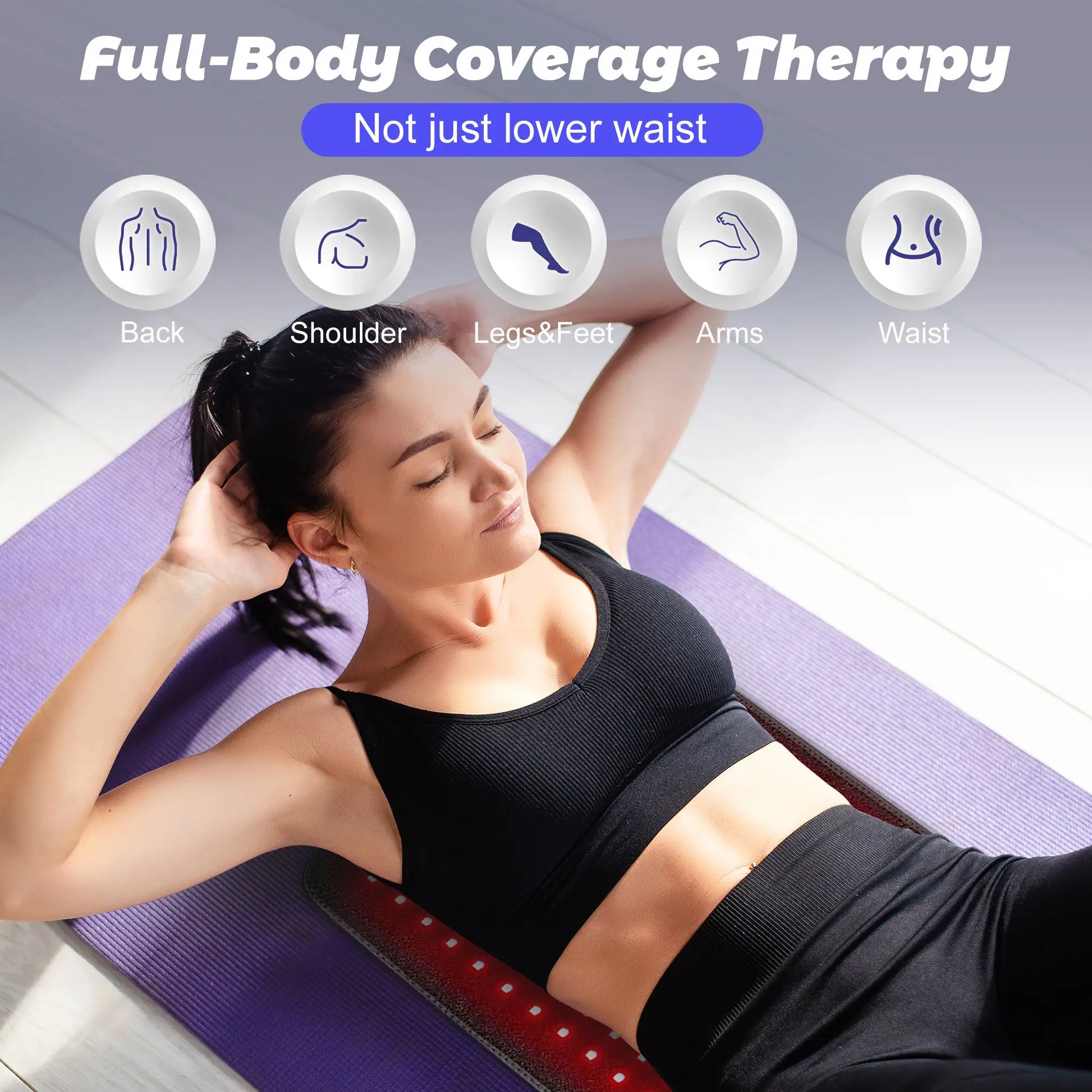 Red Light Therapy Belt | 660nm & 850nm Infrared Wrap for Pain Relief, Slimming, Muscle Recovery | LED Pad for Back, Waist, Legs