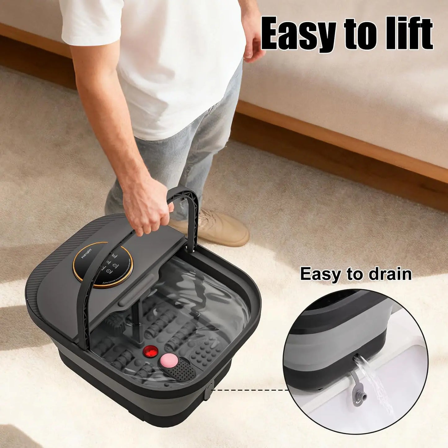 Foot Spa Bath Massager | Heated Foot Bath with Bubbles and Temperature Control | Foot Soaker Spa