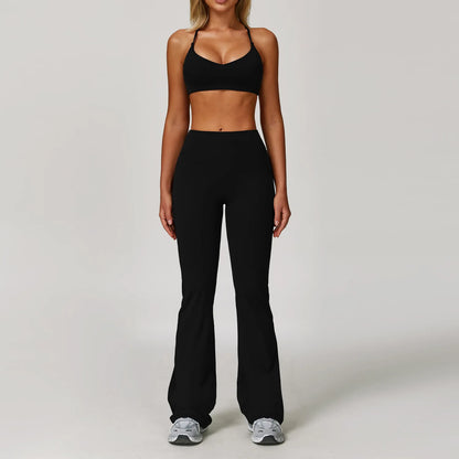 Seamless Yoga Set for Women | Long Sleeve Sports Bra and Leggings Workout Set with Breathable Stretch Fabric